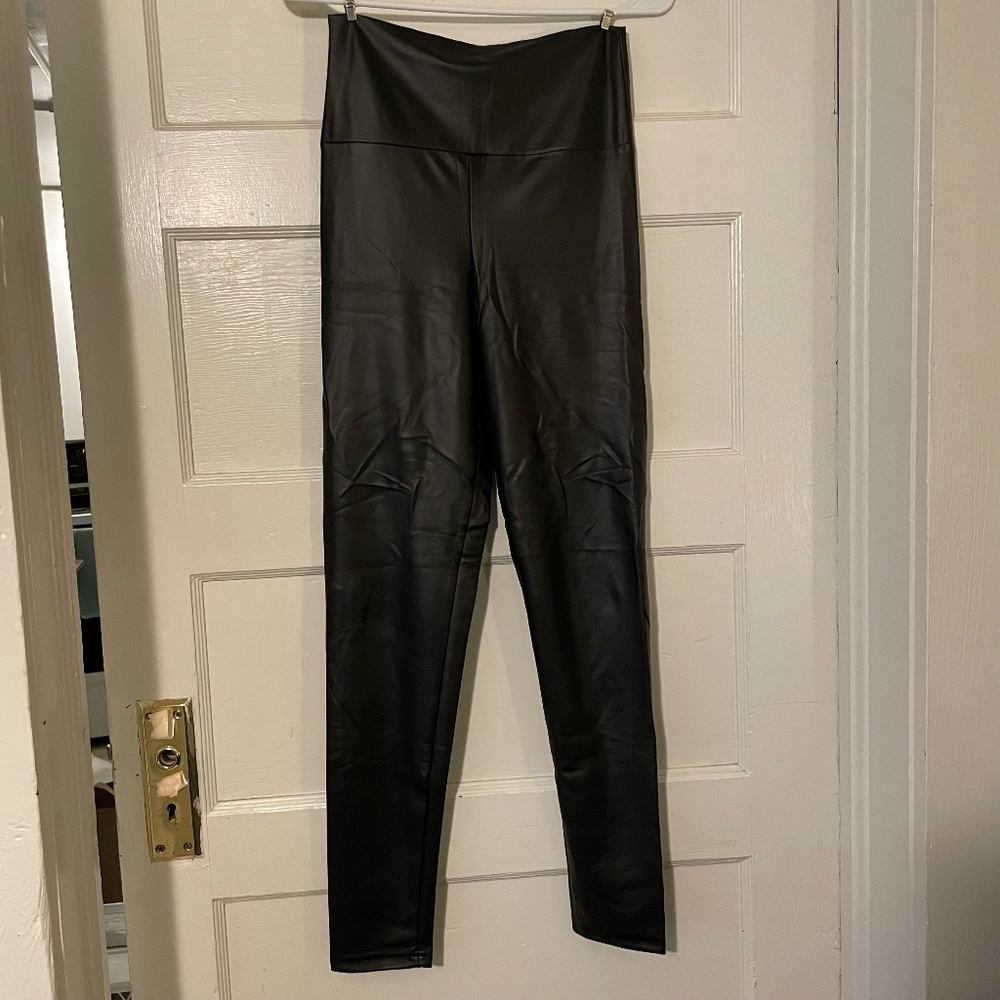 Black High Waisted Faux Leather Leggings Everbellus S